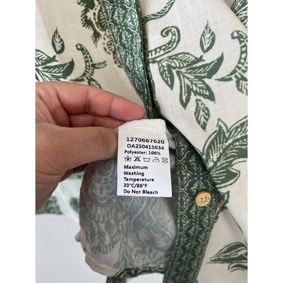 Commense Paisley Print Button Down Shirt Green Cream Boho Chic Size Large NWT's - Picture 13 of 15